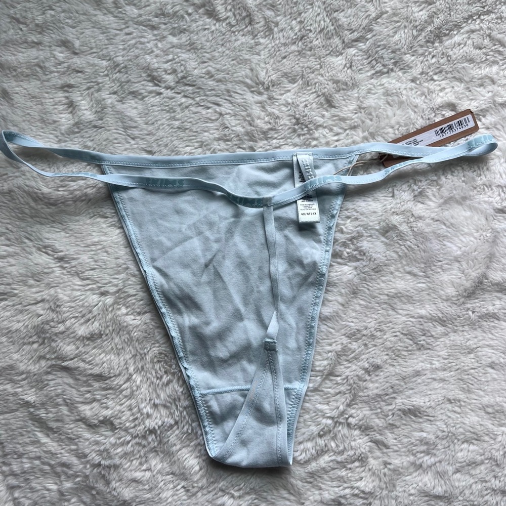 SKIMS Cotton Logo String Thong Frost Blue PN-THG-2642 Womens Size 4X New - Picture 5 of 12